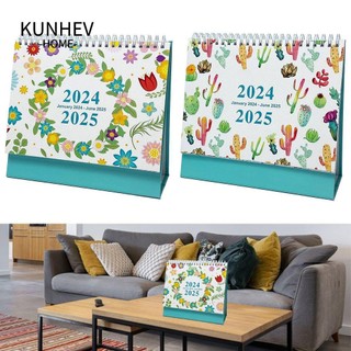 KUNHEV để bàn tiếng Anh KUNHEV tháng 1/2024-tháng 7/2026 họa tiết hoa xương rồng đơn giản hóa lịch trình trường học