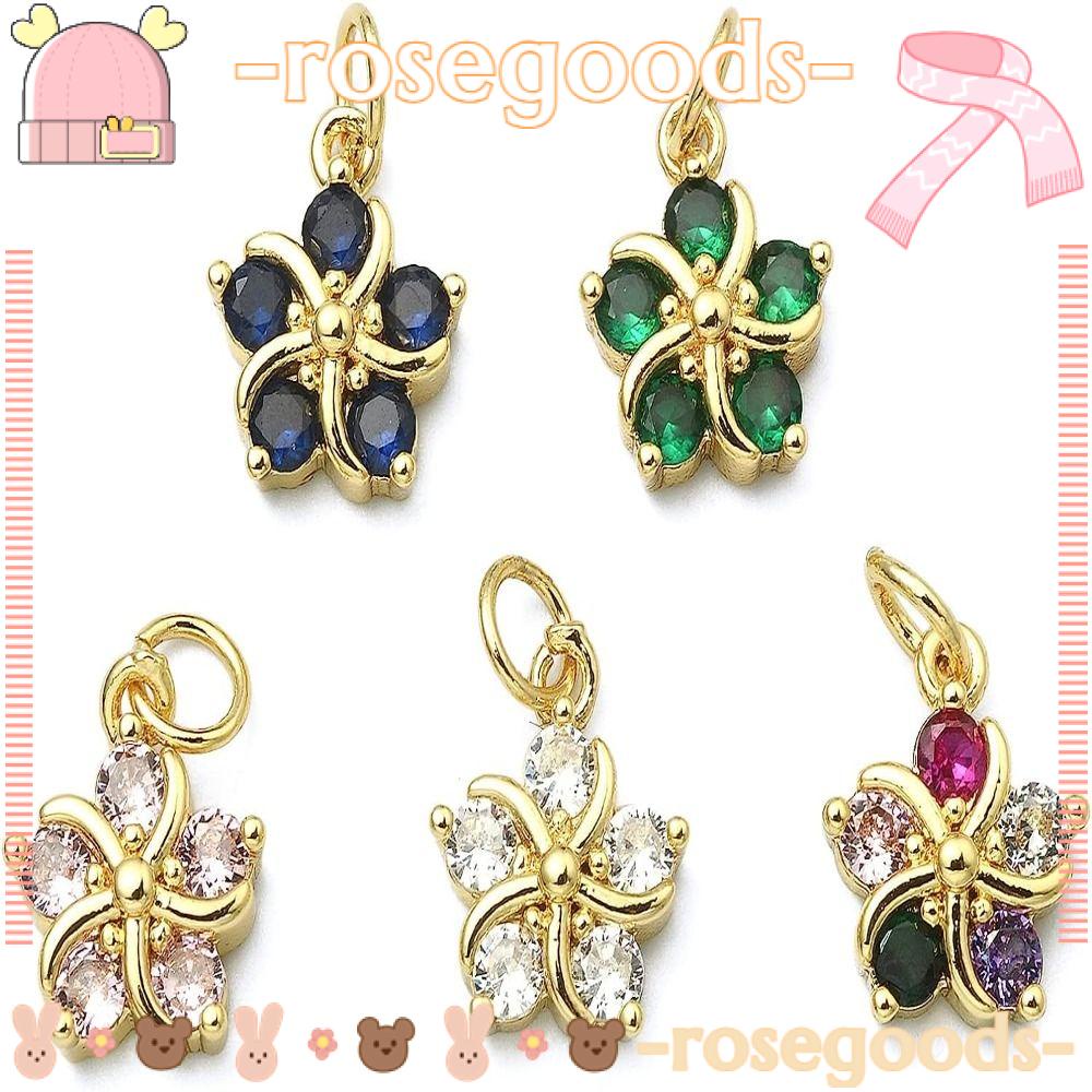 Bùa hoa hồng vàng thật, tím nhạt, trắng, đen, xanh lá cây, xanh dương, xanh hồ, đồng thau đỏ hồng và bùa hoa zirconia khối, màu ngẫu nhiên những người yêu thích thủ công mỹ nghệ khối