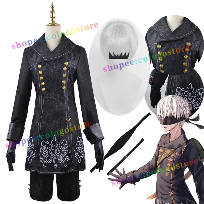 Trò chơi anime nier: automata cosplay yorha no. 9 cosplay trang phục đồng phục áo khoác quần đeo mắt găng tay tóc giả bộ đồ halloween