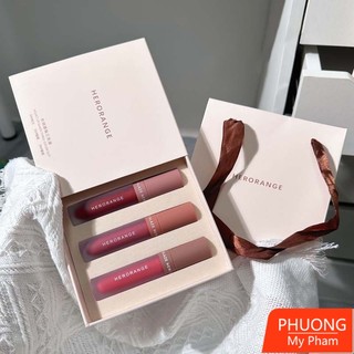 Set 3 cây son kem lì herorange velvet lip glaze nhung lì bền màu hộp quà tặng