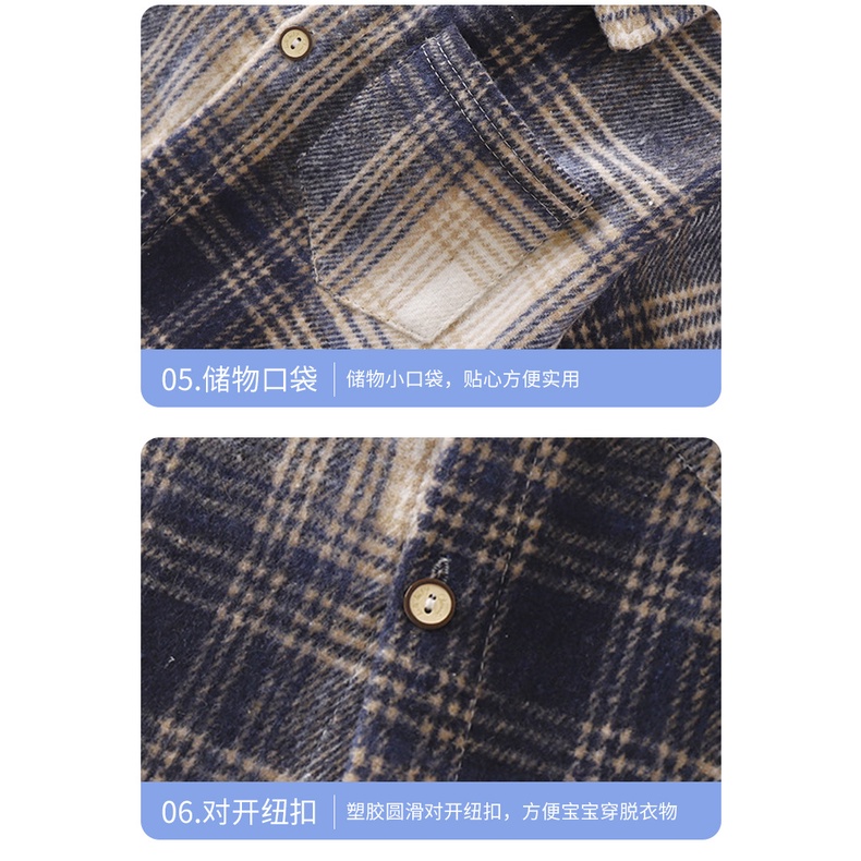 Áo Sơ Mi Dài Tay Chất Liệu cotton Họa Tiết Sọc Caro Phong Cách Hàn Quốc Thời Trang Cho Bé Gái 70-150cm