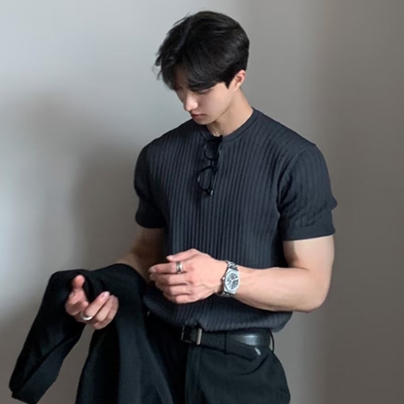 Áo Sweater Cổ Tròn Dáng Rộng Màu Sắc Đơn Giản Thời Trang Mùa Hè 2023 Cho Nam