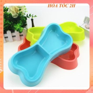 Bát ăn bát đôi hình khúc xương, bát đôi hình kính chó chó mèo