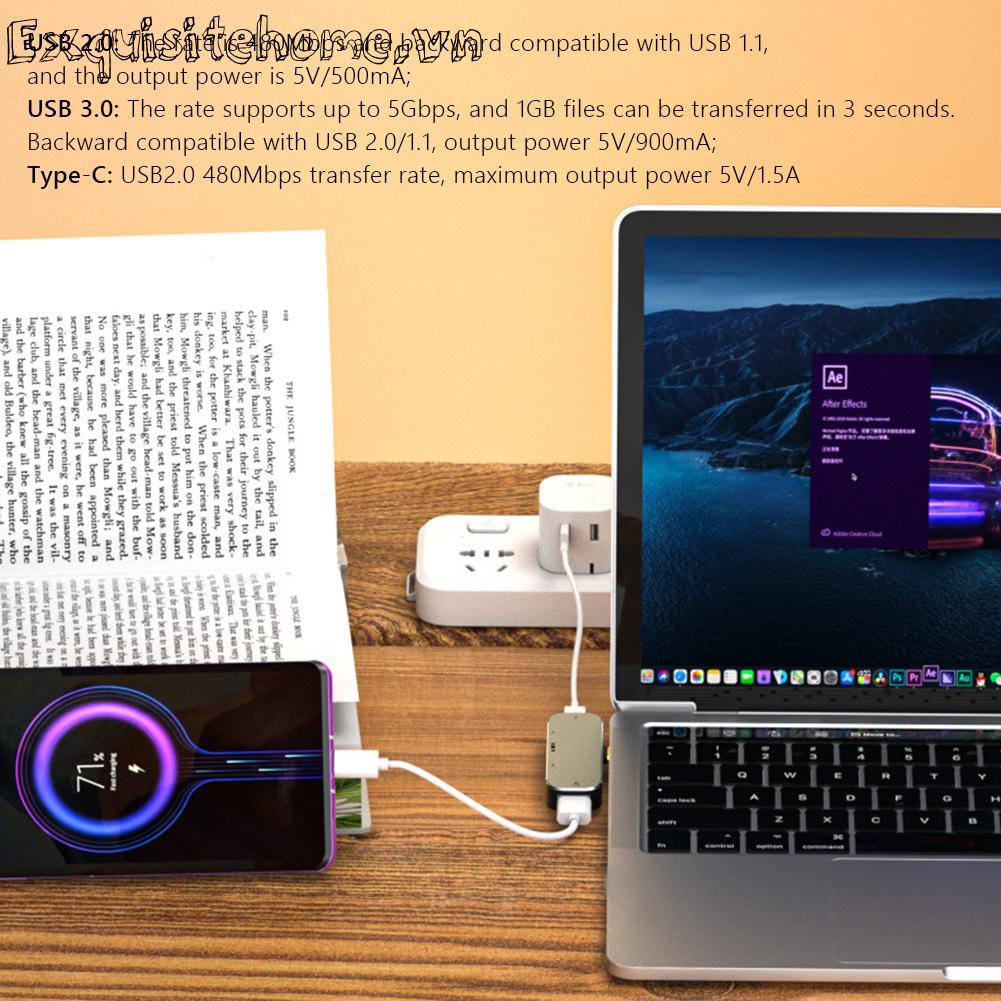 Type-c hub đến 3.55mm pd100w usb3.0 / usb2.0 / usb3.1 hdmi-tương thích extender