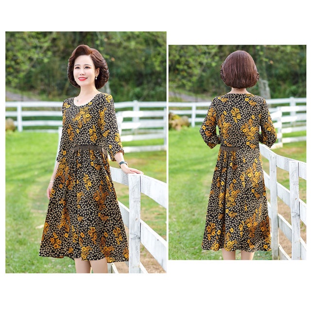 Đầm Tay Lửng Thời Trang Mùa Hè Dành Cho Phụ Nữ Trung Niên Plus