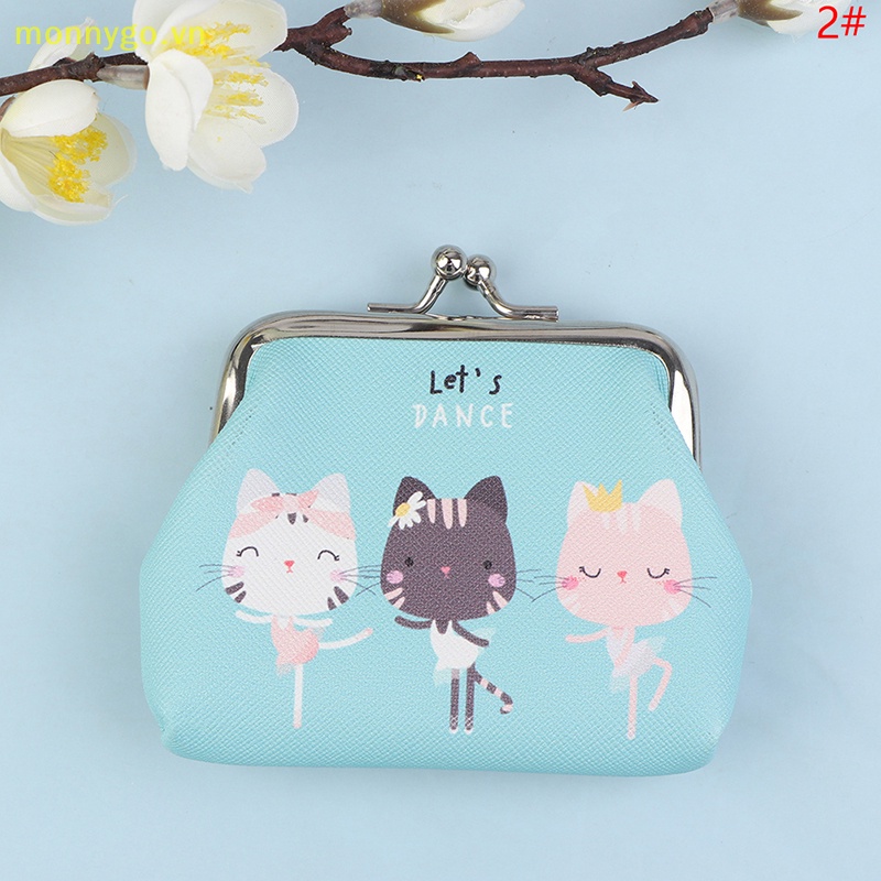 Monnygo Ví Đựng Tiền Xu In Hình Mèo Xinh Xắn