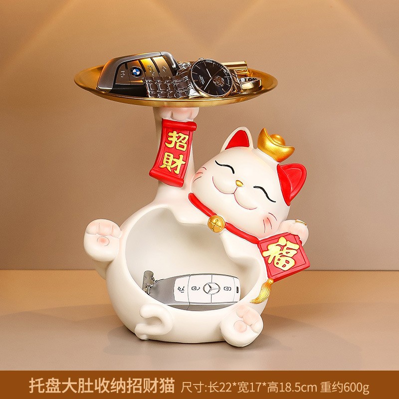 Khay Đựng Chìa Khóa Lối Vào Hình Mèo May Mắn Trang Trí Phòng Khách Phong Cách Mới