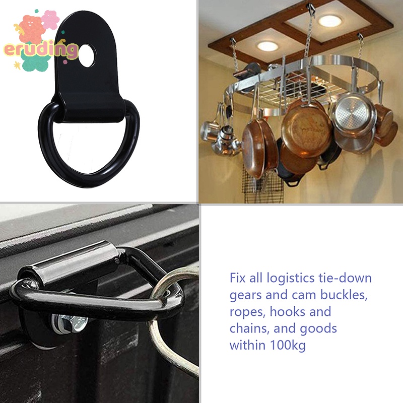 10 cái thép không gỉ d hình dạng kéo móc buộc xuống neo vòng sắt hàng hóa