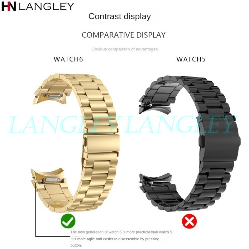 Dây đeo bằng thép không gỉ cho samsung galaxy watch 6 classic 47mm 43mm dây đeo đồng hồ kim loại phát hành nhanh cho đồng hồ 6 44mm 40mm vòng đeo tay mới