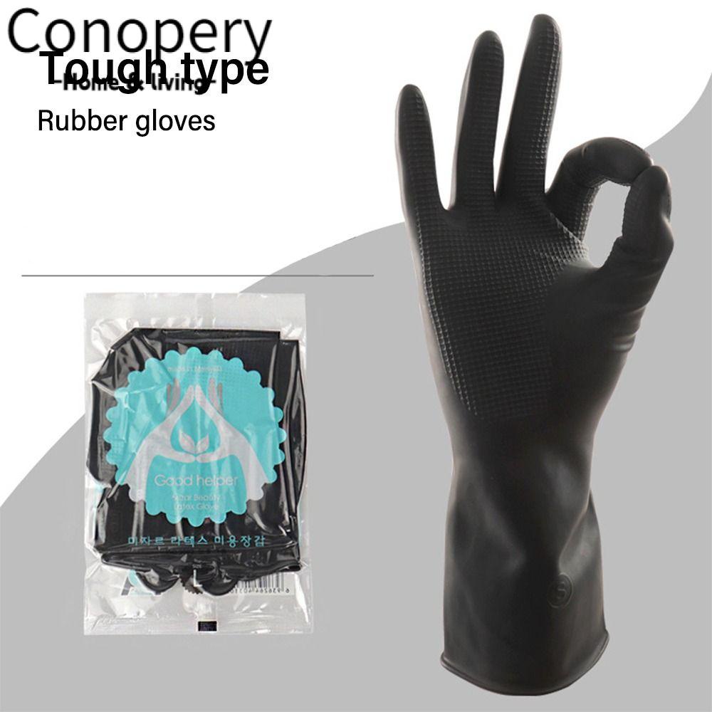 Conopery Găng tay cao su, găng tay cao su multi-purpose, dụng cụ chống thấm nước dài tay găng tay gia dụng màu đen unisex