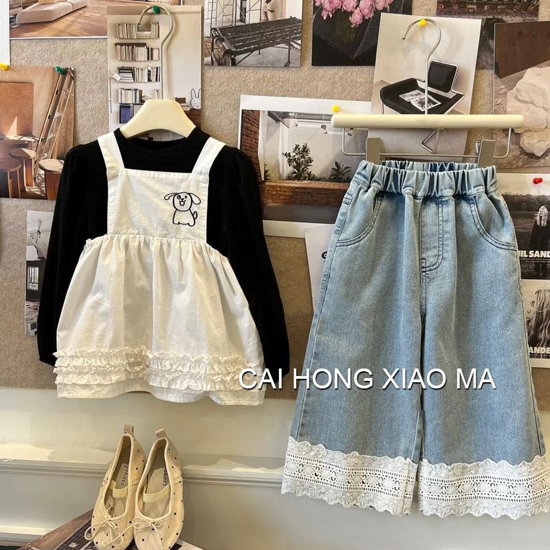 Quần Jean Dài Dáng Rộng Thời Trang Mùa Xuân Hàn Quốc Dành Cho Bé Gái