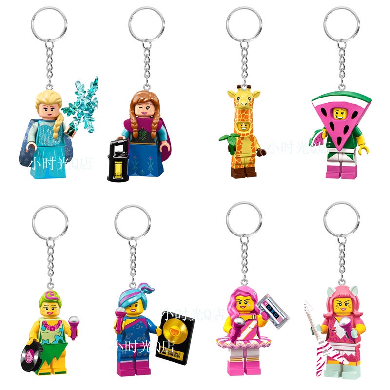 Compatible lego Móc Khóa Mini Hình Công Chúa Băng Giá Và Hươu Cao Cổ Hoạt Hình