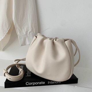 Túi đeo vai bucket bag messenger túi mây xếp ly 21x16