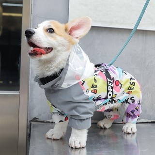 Corgi raincoat colorful pet four-legged waterproof all-inclusive small medium-size dog pet leash dog quần áo đặc biệt pet rain