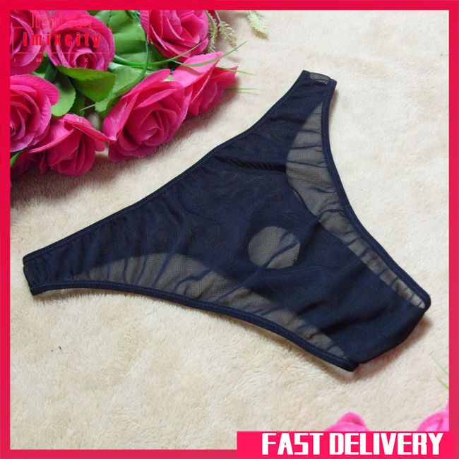 Imixcity đàn ông đồ lót sexy tam giác lưới đàn hồi cao lỗ hổng thongs see-through briefs