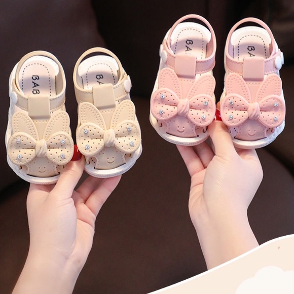 C-FOOT GIÀY SANDAL NƠ THỎ TẬP ĐI ĐẾ CAO SU DẺO CHO BÉ