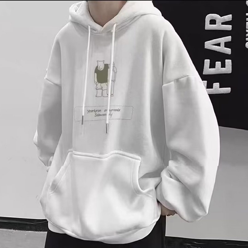 Áo len nam có mũ trùm đầu rộng rãi đơn giản áo len cặp đôi unisex