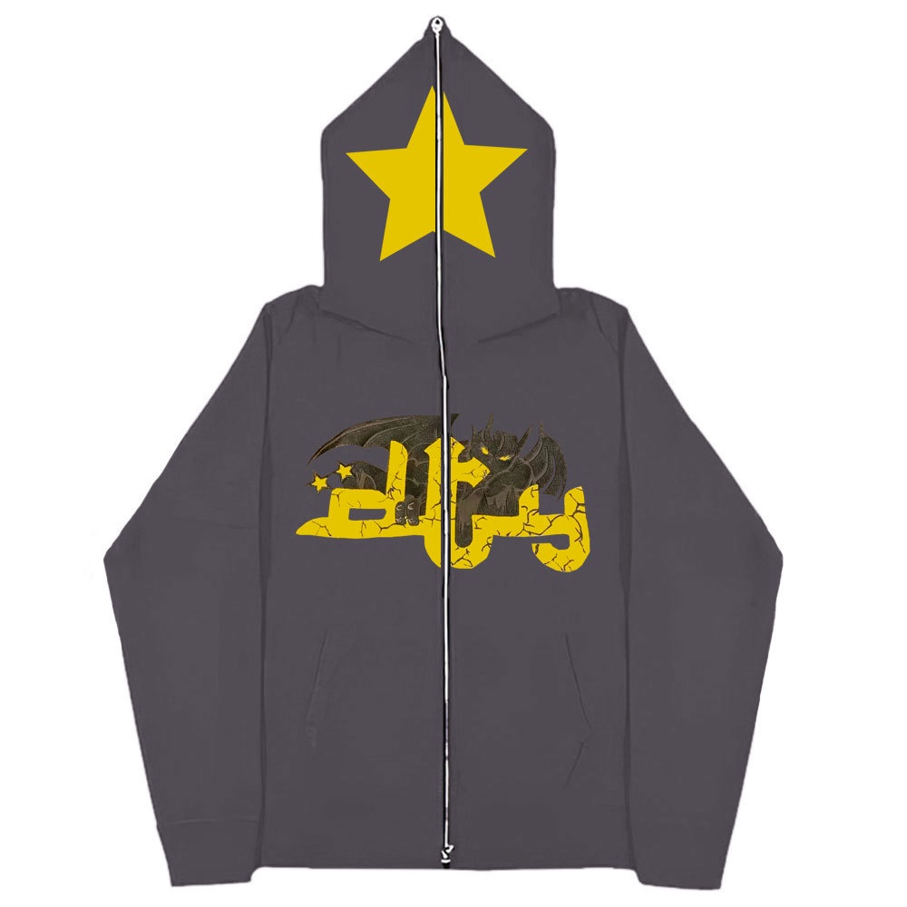 Áo khoác hoodie MMIOT khóa zip oversize phong cách harajuk gothic đường phố retro hip hop y2k cao cấp cho nam nữ