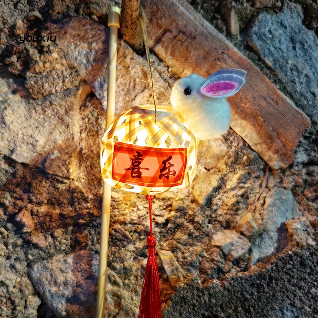 YR mid-autumn festival rabbit lantern dễ thương handmade bamboo lantern di động phong cách trung quốc phát sáng đèn lồng ngày lễ trang trí tiệc trẻ em diy thủ công mỹ nghệ quà tặng