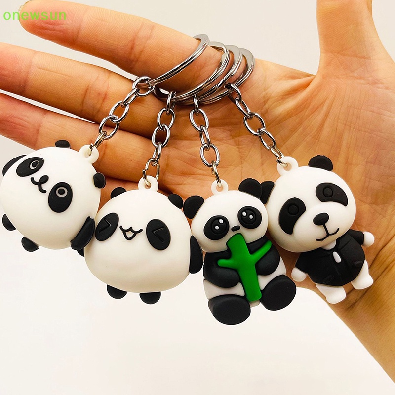 Onewsun dễ thương anime panda keychain cho phụ nữ nam giới túi thời trang mặt dây chuyền phụ kiện kawaii car key chain cặp đôi trẻ em món quà giáng sinh mới
