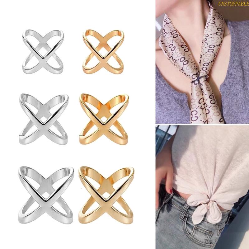 Blg Khóa Khăn Choàng Cổ Đa Năng Hình Chữ X Màu Vàng / Bạc