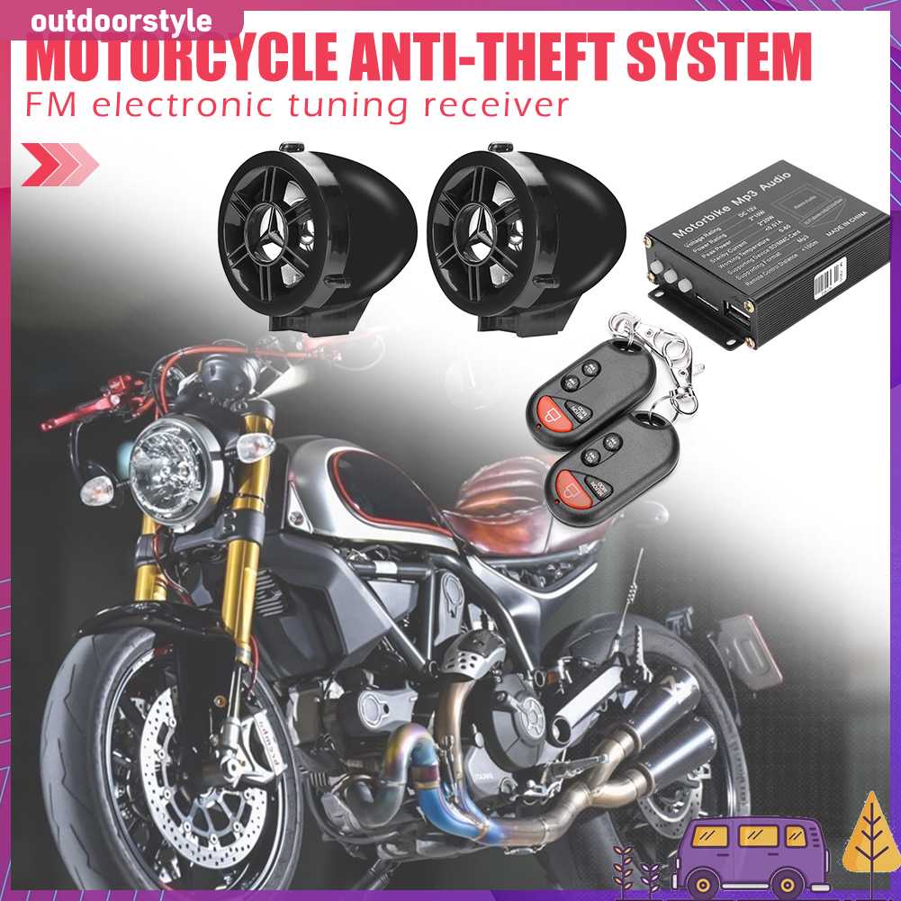 Bộ Loa Khuếch Đại Âm Thanh Mp3 Fm Radio Bluetooth Điều Khiển Từ Xa Cho Xe Máy