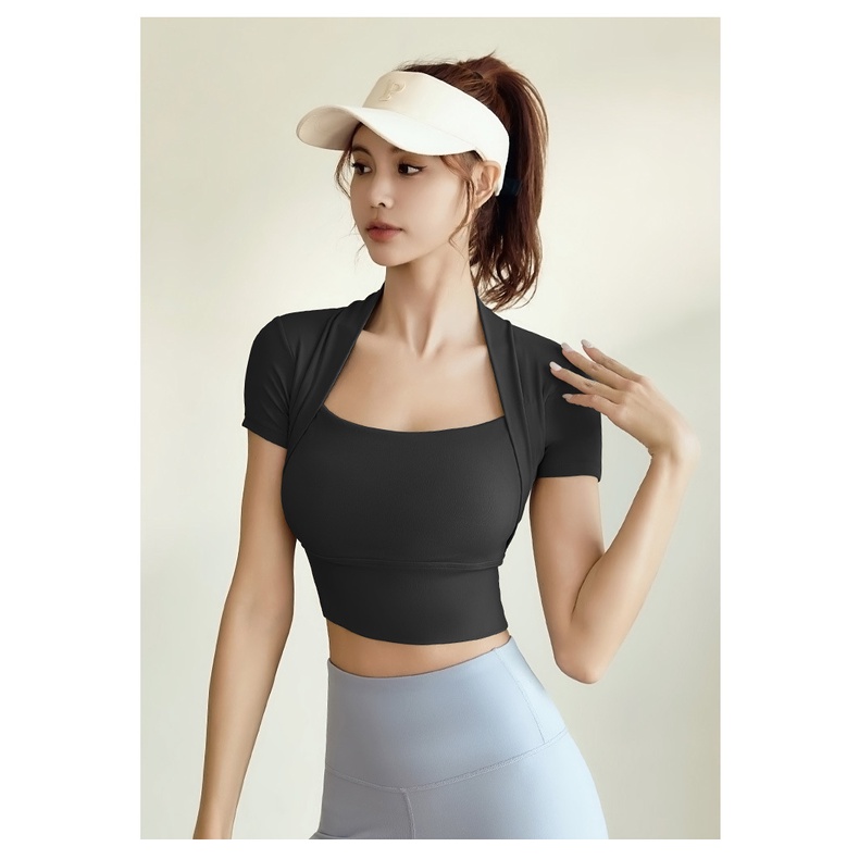 Áo Thun Yoga Tay Ngắn Dáng Ôm Co Giãn Tốt Khô Nhanh Phong Cách Mới
