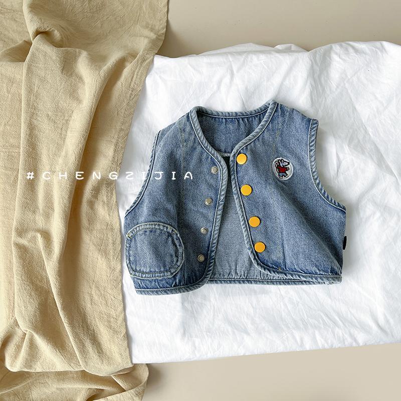 Áo Khoác Denim Sát Nách Thời Trang Xuân Thu Cho Bé