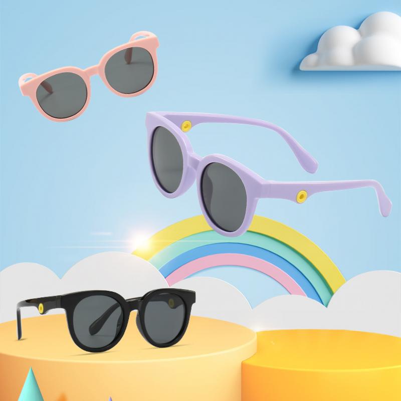 Kính Mát Phân Cực Chống Tia UV400 Gọng Tròn Cho Bé