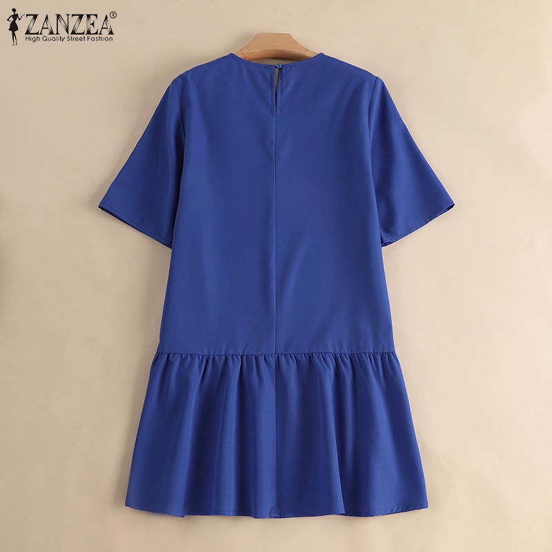 Zanzea Đầm Búp Bê Ngắn Tay Phối Bèo Thời Trang Hàn Quốc Cho Nữ