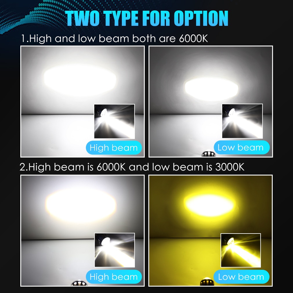 360° Đèn Pha LED T19 P15D H4 H6 DC12V-60V 8000LM Hai Màu Siêu Sáng Dành Cho Xe Mô Tô