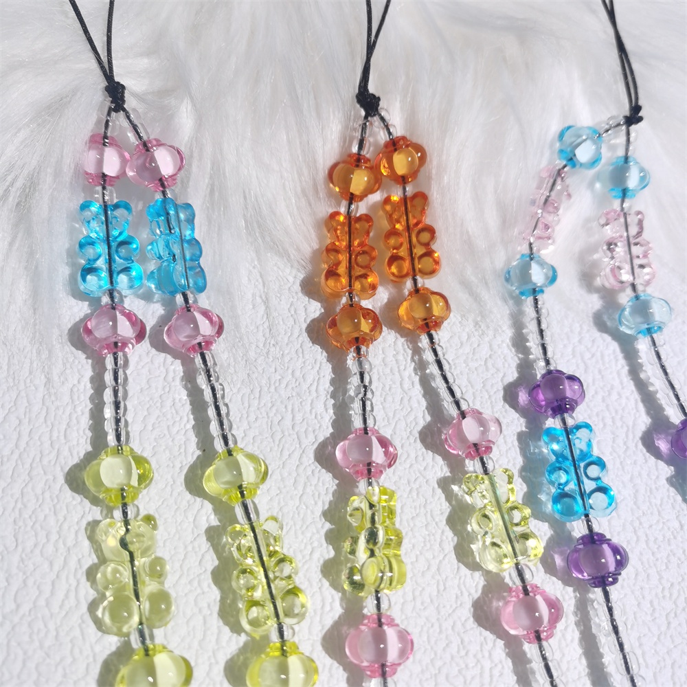 Ốp Điện Thoại Acrylic Mềm Trong Suốt Chống Thất Lạc Hình Gấu Nhiều Màu Có Dây Đeo Chuỗi Hạt Cho Điện Thoại