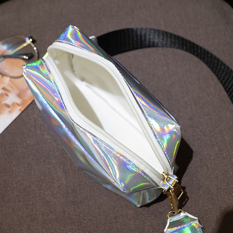 Túi Đeo Chéo Vai Bằng Nhựa Pvc Màu Laser Thời Trang Sành Điệu Cho Nữ