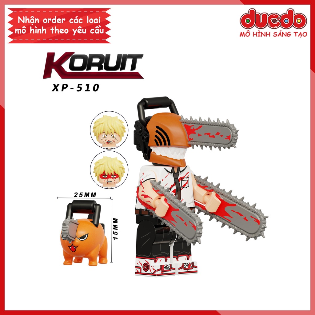 Minifigures nhân vật Quỷ Máy Cưa Chainsaw Man Denji Pochita - Đồ chơi Lắp ghép Xếp hình Mini Mô hình Koruit KT1067
