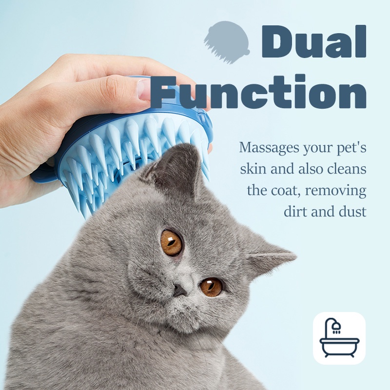 HamshMoc Lược Silicone Mềm Chải Lông Tắm Massage Cho Chó Mèo