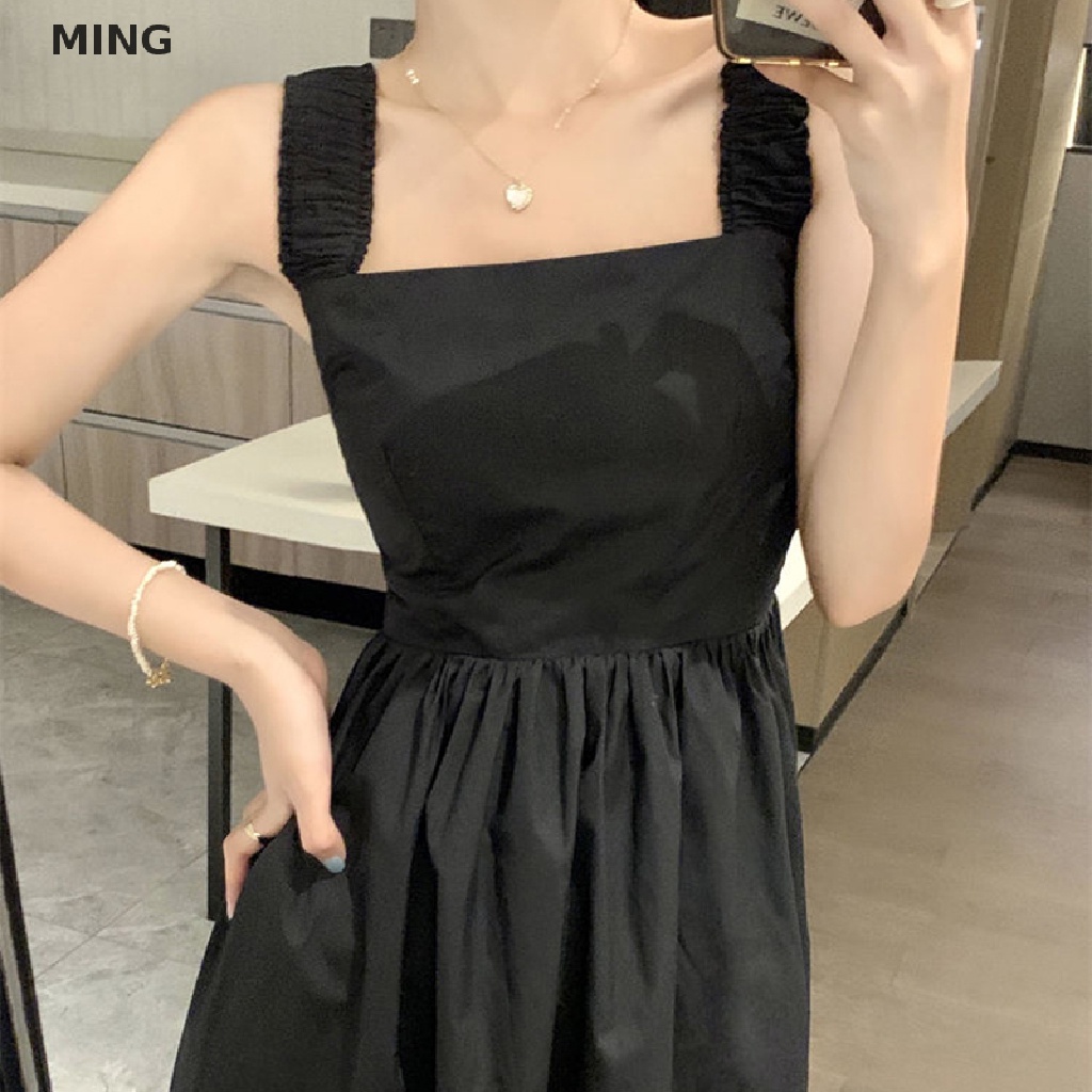 Đầm Midi Hai Dây Dáng Chữ A Cổ Vuông Thời Trang Mùa Hè Xinh Xắn Cho Nữ