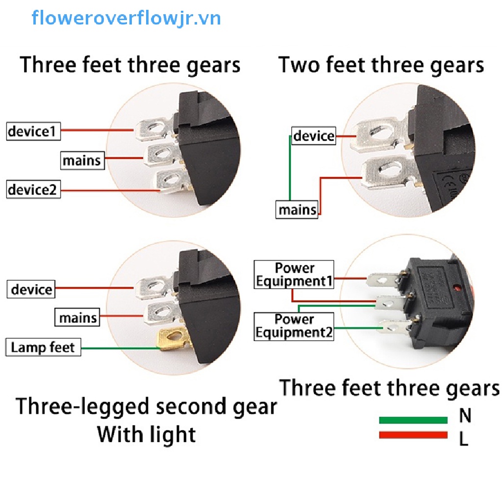 Set 5 Công Tắc Nhấn Tắt 2 Vị Trí 15 * 21MM KCD1 2 / 3Pin