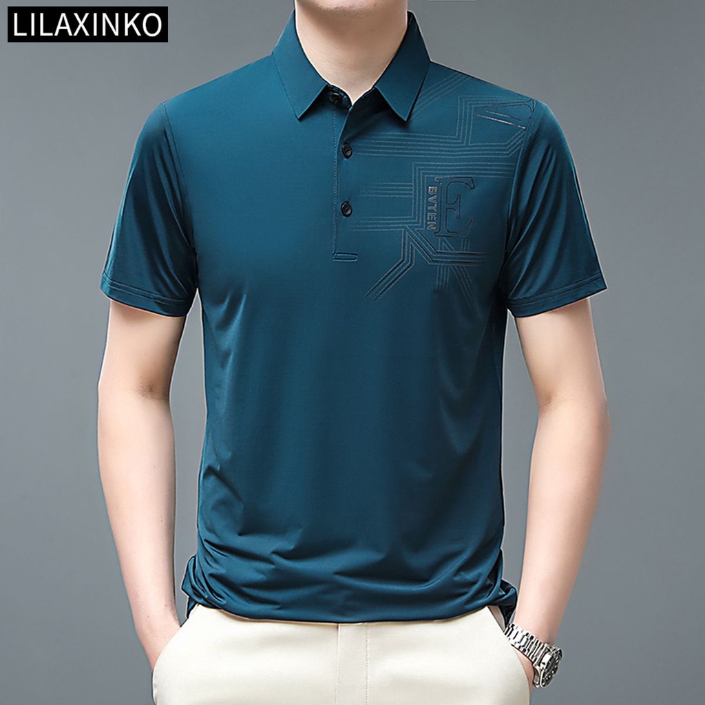 Áo Thun Polo Tay Ngắn In Họa Tiết Đơn Giản 6 Màu Tùy Chọn Thời Trang Cho Nam