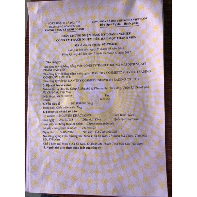 Sữa rửa mặt tầng sâu Đan thy hàng công ty