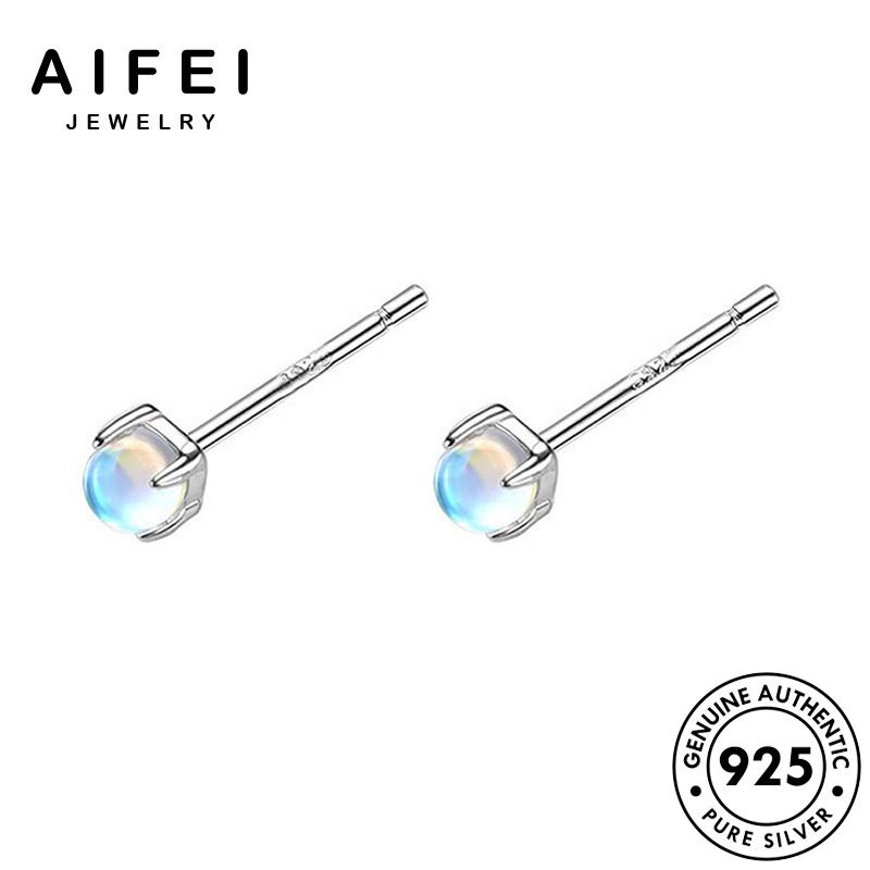 AIFEI JEWELRY tai trang trăng nữ sức thời đá tròn kiện nguyên vành khuyên hàn thời Thời bạc thật mặt quốc 925 xỏ bông trang tua bản vòng phụ E144