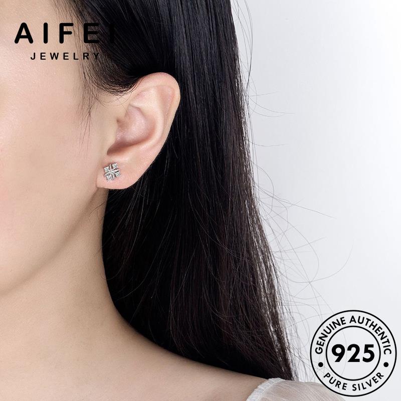AIFEI JEWELRY xỏ thật Thời trang vàng tai khuyên cương tròn thời moissanite nữ bạc phụ kiện hàn bản quốc kim tua bông tính vuông 925 cá nguyên sức vành E178