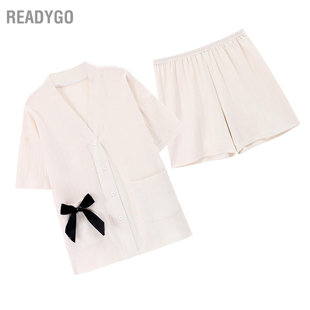 ReadyGo Bộ đồ ngủ nữ họa tiết gấu ngắn trên quần thoáng khí áo | BigBuy360 - bigbuy360.vn