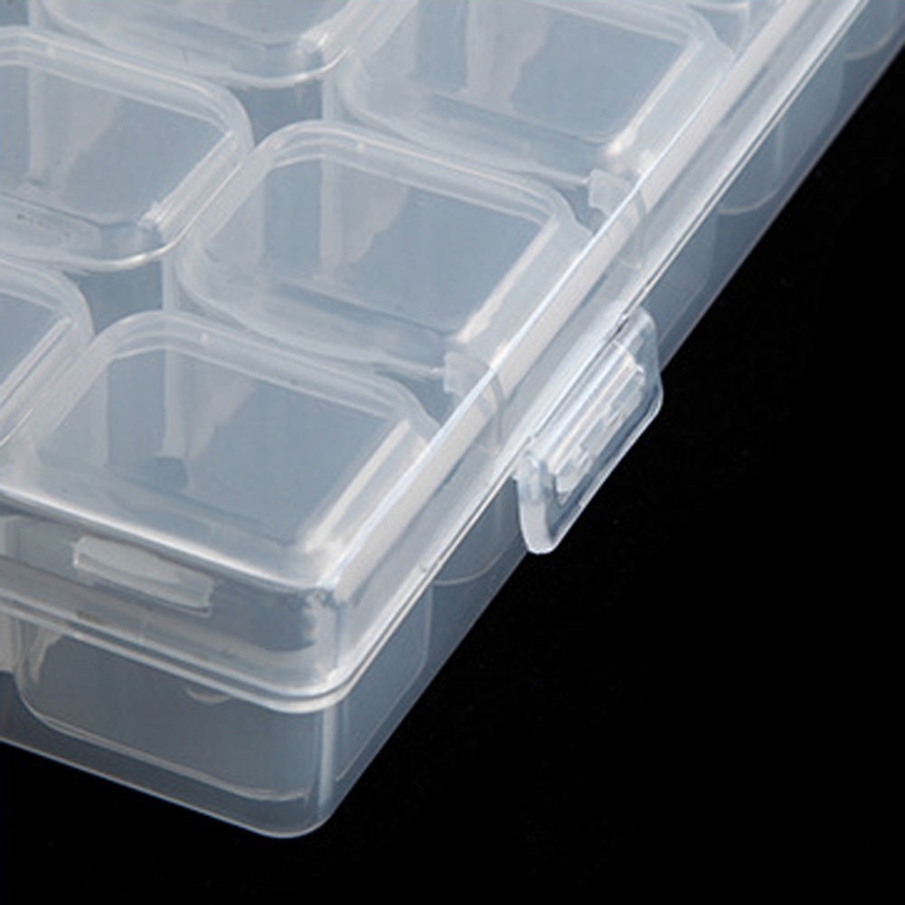 Hộp Nhựa Trong Suốt 28 Ngăn Đựng Hạt / Trang Sức / Trang Trí Móng Nghệ Thuật