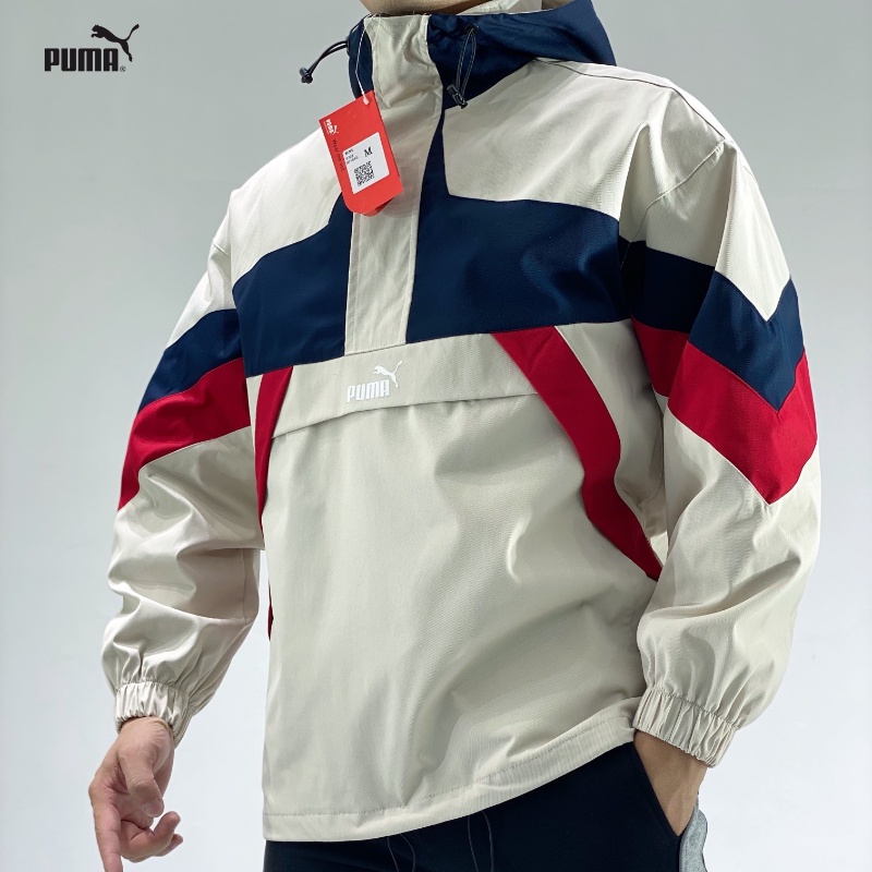 Áo Khoác Thể Thao Puma 100% Chính Hãng Chống Thấm Nước Có Mũ Trùm Phối Khóa Kéo Thời Trang Dành Cho Nam Và Nữ