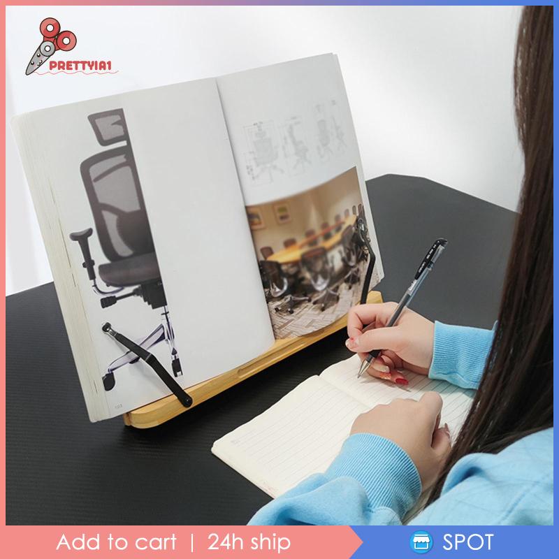 [Prettyia1] Giá Đỡ Sách Bằng Tre Với Các Góc Có Thể Điều Chỉnh