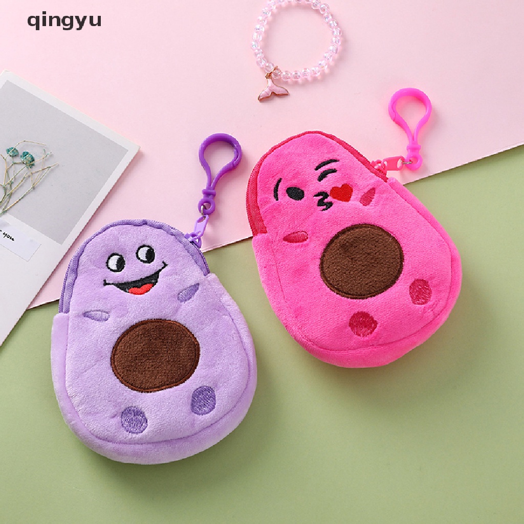 1 Ví Đựng Tiền Xu Hình Quả Bơ Nhồi Bông Mềm Có Khóa Kéo Cho Bé Gái