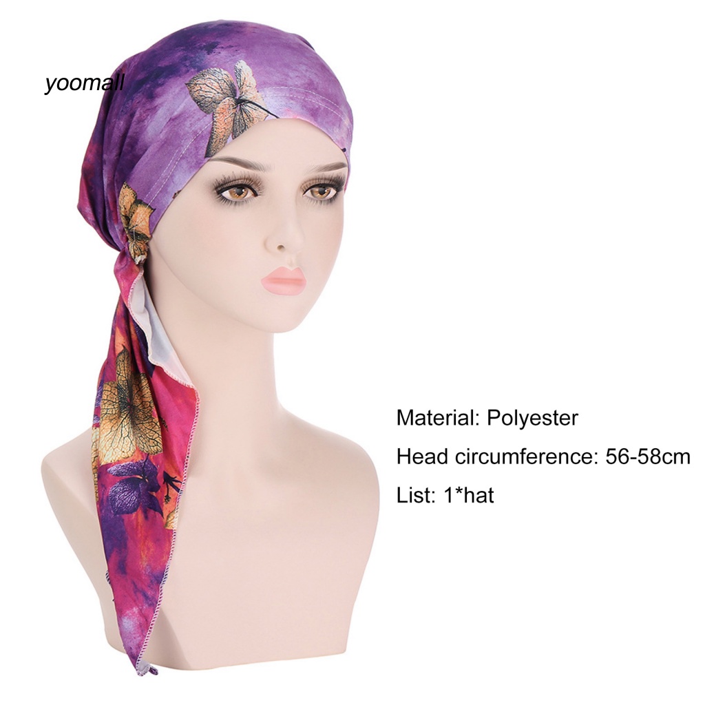 Mũ Trùm Đầu Co Giãn Phối Tua Rua In Họa Tiết Hoa Thời Trang Cho Nữ
