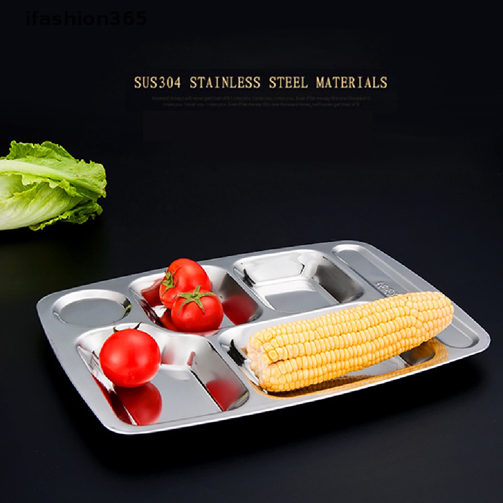 Khay Đựng Thức Ăn Chia Ngăn Bằng Thép Không Gỉ ifashion365