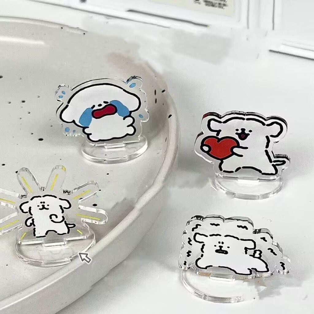 Bộ 4 Giá Đỡ Bằng Acrylic Hình Chú Chó Hoạt Hình Dễ Thương Độc Đáo Trang Trí Bàn Làm Việc