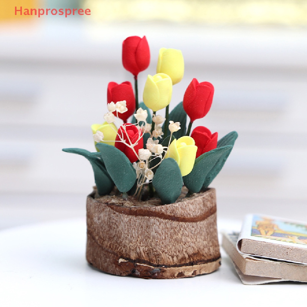 Mô Hình Hoa Tulip Mini Tỉ Lệ 1: 12 Trang Trí Sân Vườn Nhà Búp Bê